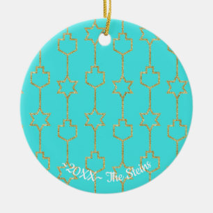 Décoration En Céramique Hanoukka "Hanging Gold Charms" Circle Ornament