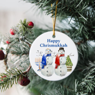 Décoration En Céramique Hanoukka Snowman Christmas Chrismukkah