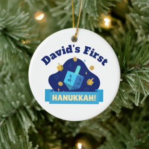 Décoration En Céramique « Hanukkah de bébé personnalisé » avec Dreidel