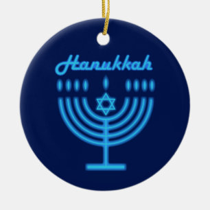 Décoration En Céramique Hanukkiah Happy Hanoukka Juive Fête Menorah