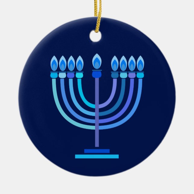 Décoration En Céramique Hanukkiah Happy Hanoukka Juive Fête Menorah (Devant)