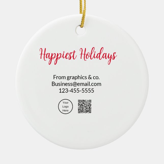 Décoration En Céramique Happest holiday ajouter business logo nom q r code (Devant)