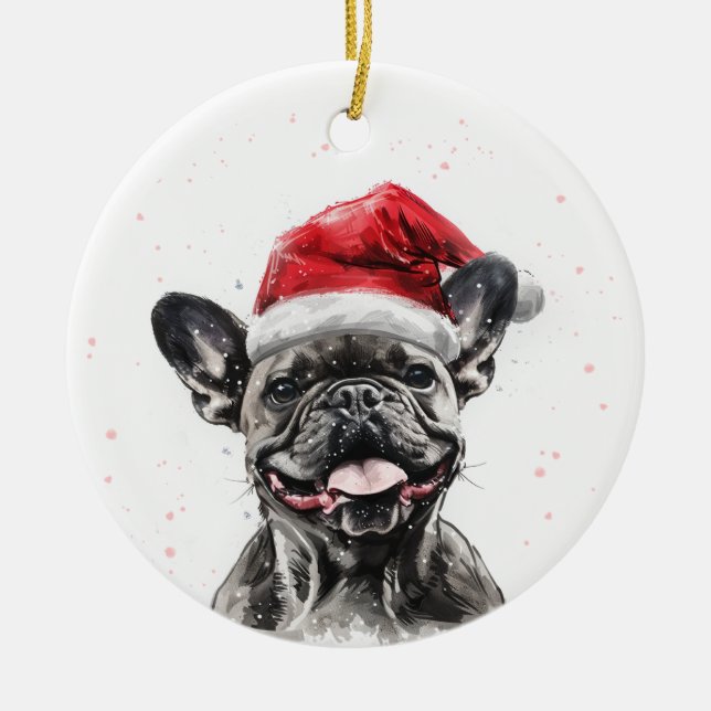Décoration En Céramique Happy French Bulldog Dog Christmas Personalized (Devant)