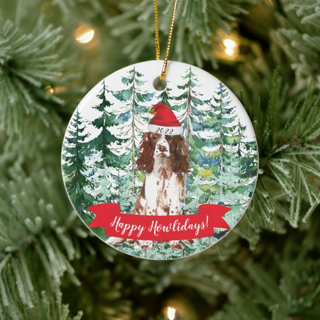 Décoration En Céramique Happy Howlidays English Springer Spaniel (Arbre)