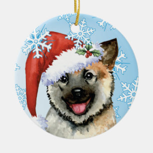 Décoration En Céramique Happy Howlidays Norwegian Elkhound