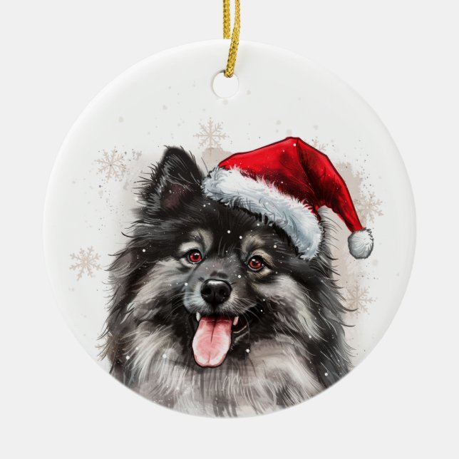 Décoration En Céramique Happy Keeshond Dog Christmas Personalized (Devant)