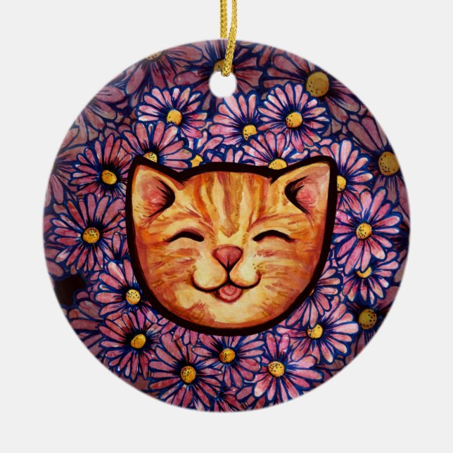 Décoration En Céramique Happy Orange tabby Chat (Devant)