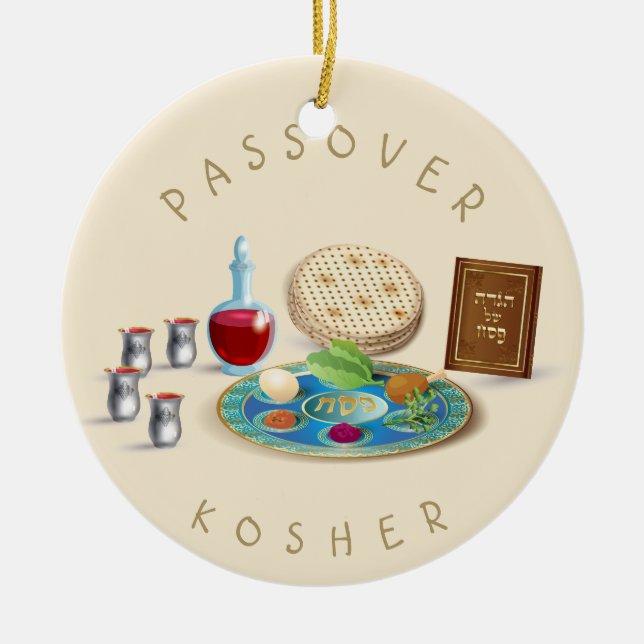 Décoration En Céramique Happy Passover Holiday Kosher Pesach Seder (Devant)