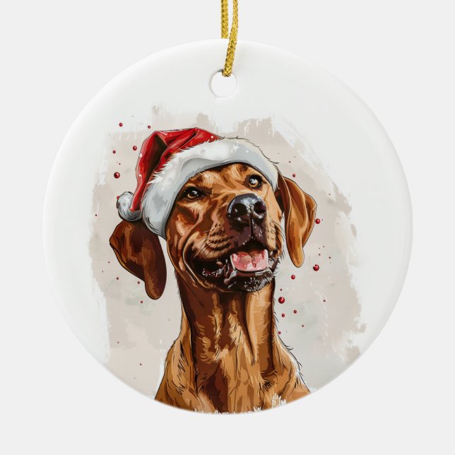 Décoration En Céramique Happy Rhodesian Ridgeback Christmas Personalized (Devant)