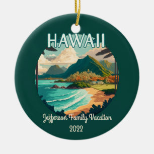 Décoration En Céramique Hawaii Beach Famille Vacances Vintage Retro Orname