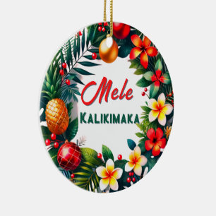 Décoration En Céramique Hawaiian Christmas Tropical Wreath