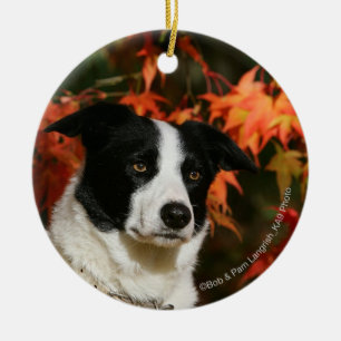 Décoration En Céramique Headshot d'automne de border collie