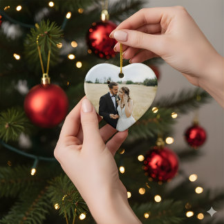 Décoration En Céramique Heart First Christmas Ornament | Newlywed Photo 