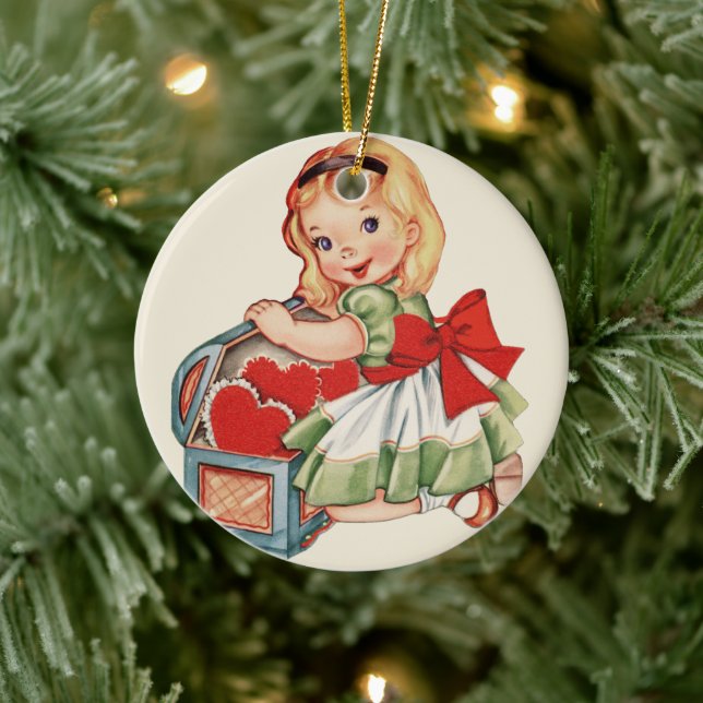 Décoration En Céramique Heart Girl Enfant Retro Enfants mignons (Arbre)
