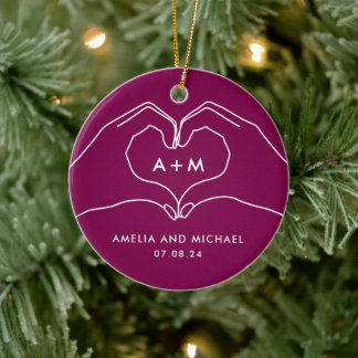 Décoration En Céramique Heart Hands Couple Engagement Newlywed