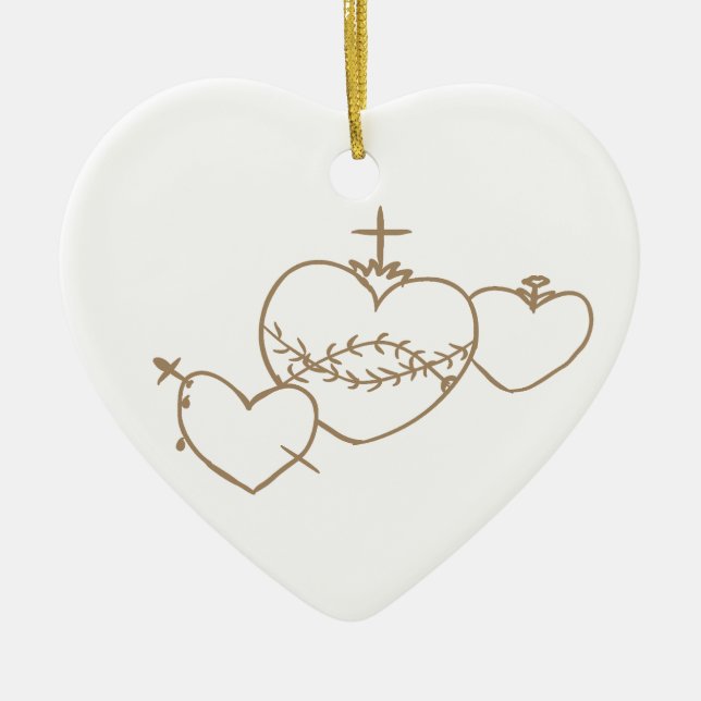 Décoration En Céramique Hearts Rosary Christmas Ornament (Devant)