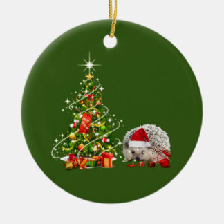 Décoration En Céramique Hérisson avec lumières Casquettes Noël