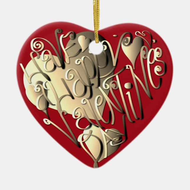 Décoration En Céramique "Heureuse Sainte-Valentin" Heart Red (Devant)