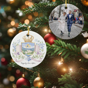 Décoration En Céramique Heureux Pour Toujours Couronne de Premier Noël M