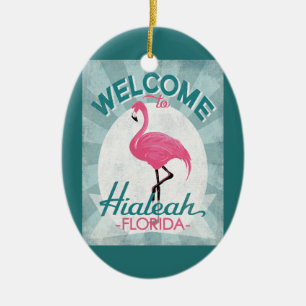 Décoration En Céramique Hialeah Florida Flamant rose rose Retro