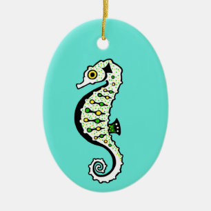 Décoration En Céramique Hippocampe - Cute SEAHORSEl - Vert océan