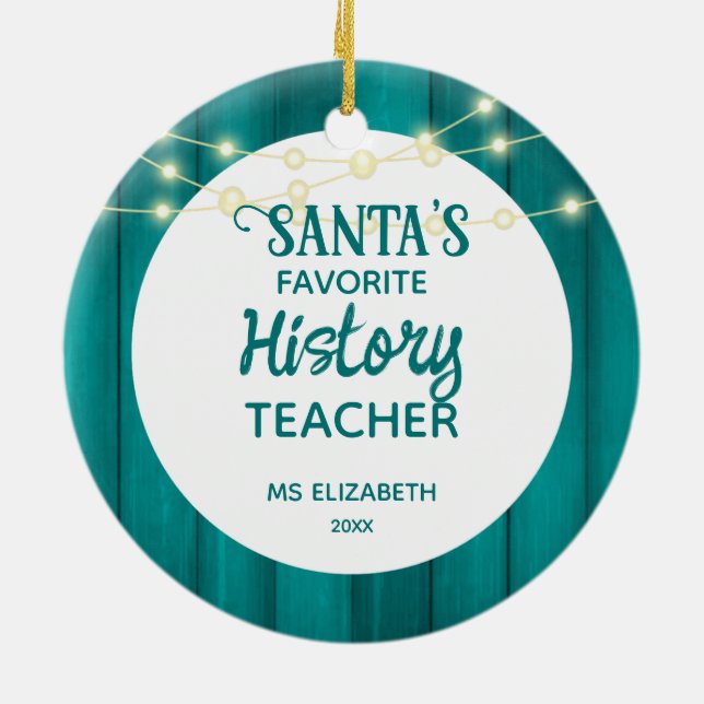 Décoration En Céramique Histoire Enseignant Turquoise Grain de bois Noël (Dos)