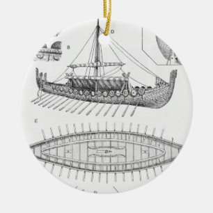 Décoration En Céramique Histoire vintage et diagramme de navire de Viking