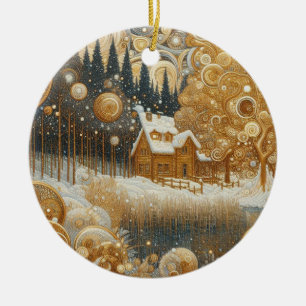 Décoration En Céramique "Hiver cosy au-dessus"