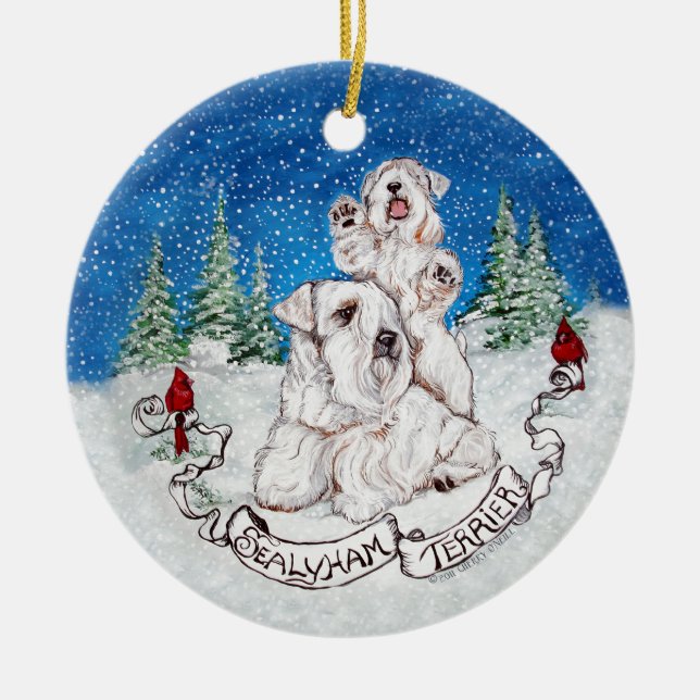 Décoration En Céramique Hiver de Sealyham Terrier (Devant)