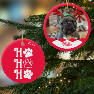 Décoration En Céramique Ho Ho Ho Empreinte de patte Cute Dog Photo Personn