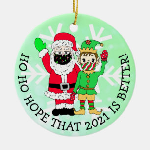 Décoration En Céramique Ho Ho Hope que 2021 est le meilleur Noël