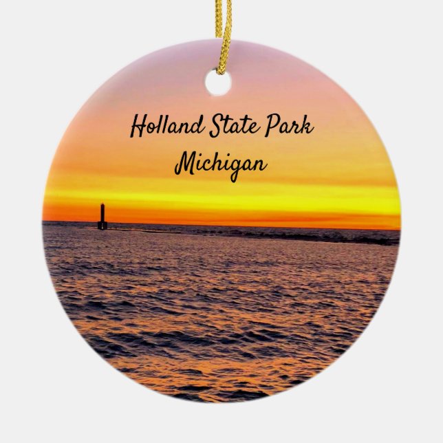 Décoration En Céramique Holland State Park Michigan Pier Sunset (Devant)