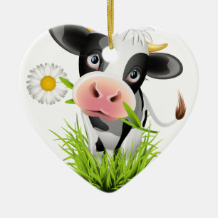 Décoration En Céramique Holstein cow en gris