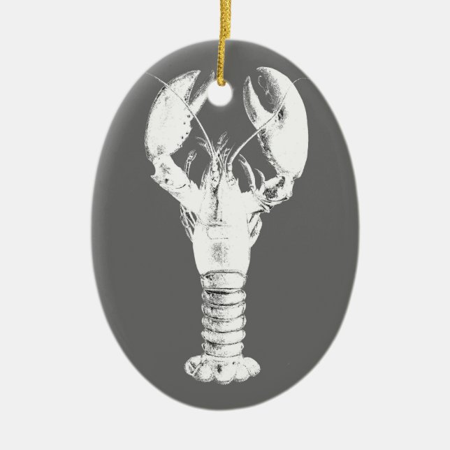 Décoration En Céramique Homard blanc sur gris / gris (Devant)