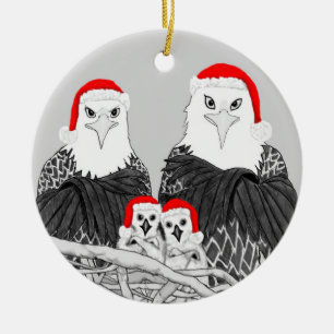 DÉCORATION EN CÉRAMIQUE HOME STRONGER SWFL EAGLE NEST BOOK B+W SANTA HATS