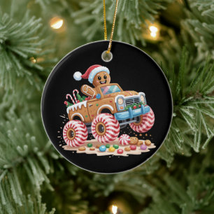 Décoration En Céramique Homme en pain d'épice de camion monstre Noël cuiss