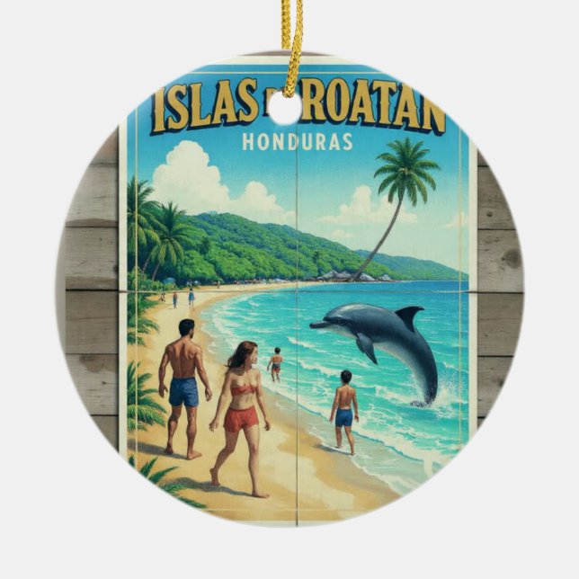 Décoration En Céramique Honduras ISLAS DE ROATAN Retro poster (Devant)