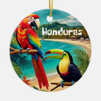 Décoration En Céramique Honduras Travel Vintage Poster Macaw and Toucan
