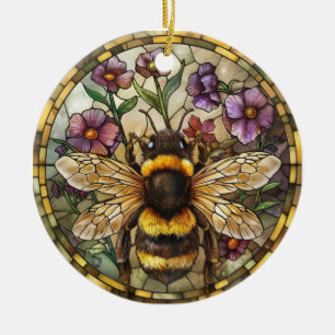 DÉCORATION EN CÉRAMIQUE HONEY BEE EN VERRE CLAIREMENT COLORÉ