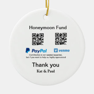 Décoration En Céramique Honeymoon Fund PayPal Venmo QR code Merci