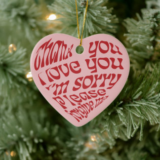 Décoration En Céramique Ho'oponopono Texte en forme de coeur rouge