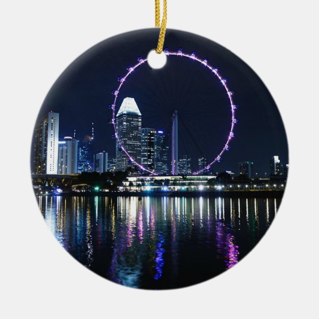 Décoration En Céramique Horizon de nuit de Singapour (Devant)