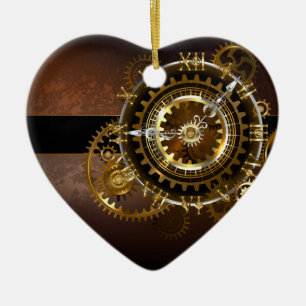 Décoration En Céramique Horloge Steampunk avec des engrenages anciens