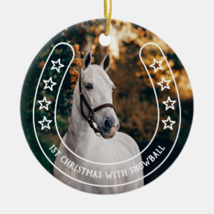 Décoration En Céramique Horseshoe with Stars 1st Christmas with Horse