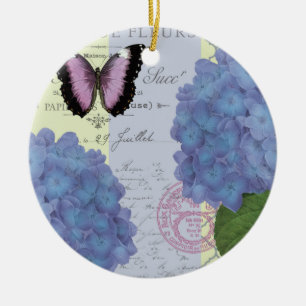 Décoration En Céramique hortensia et papillon vintages modernes