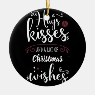 DÉCORATION EN CÉRAMIQUE ***HUGS KISSES CHRISTMAS*** CHRISTMAS ORNAMNEMENT