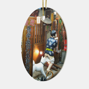 Décoration En Céramique Humour Japonais - Chien tirant des culottes vers l