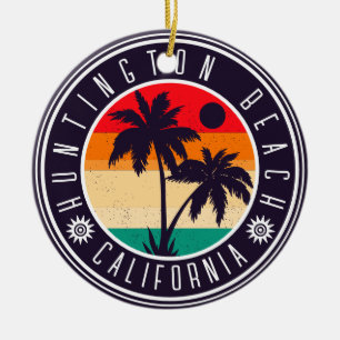 Décoration En Céramique Huntington Beach California Retro Palm Trees 60s
