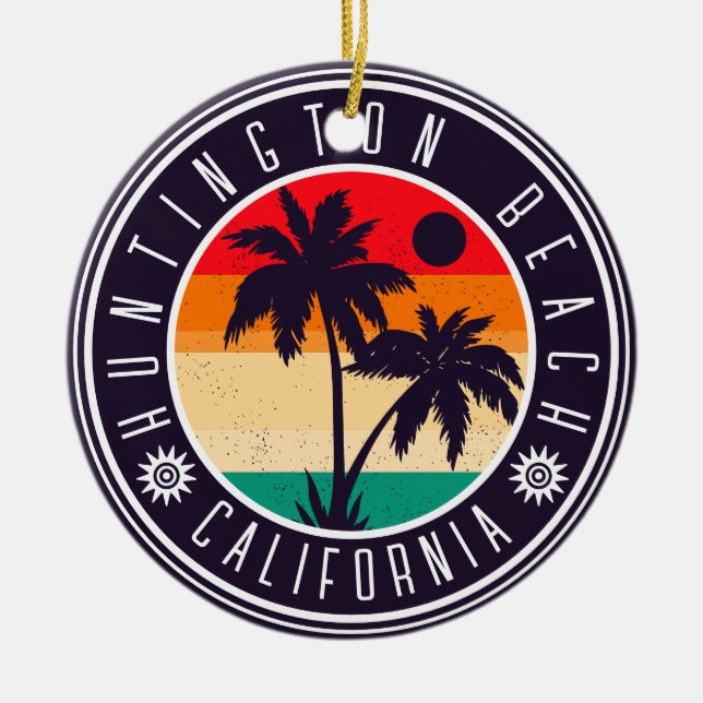 Décoration En Céramique Huntington Beach California Retro Palm Trees 60s (Devant)