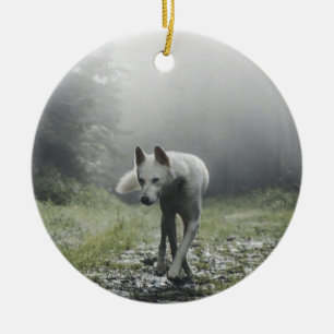 Décoration En Céramique Husky Sibérien Blanc
